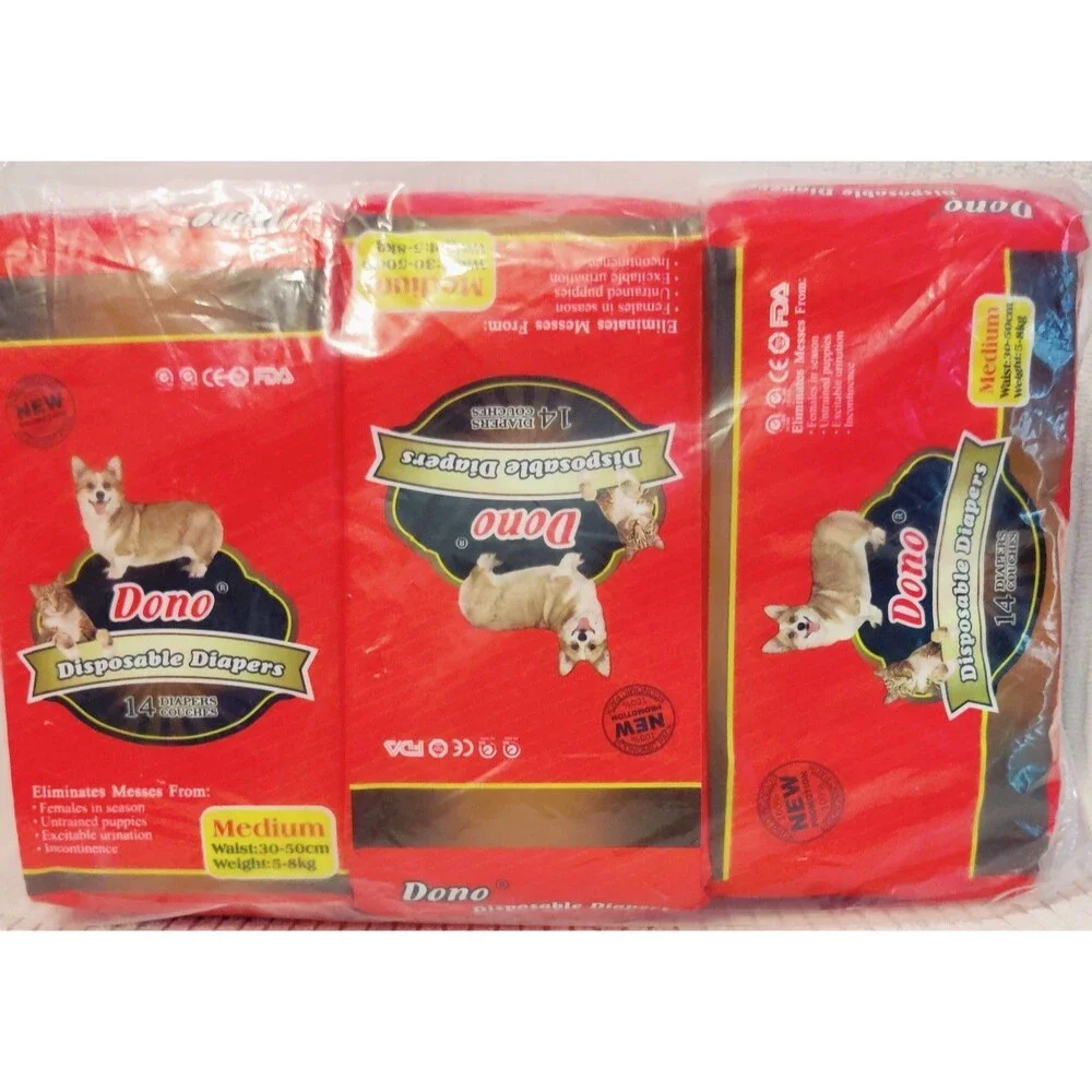 Dono Disposable Female Dog Diapers Size M, Lot of 3 Packs of 14 Diapers New